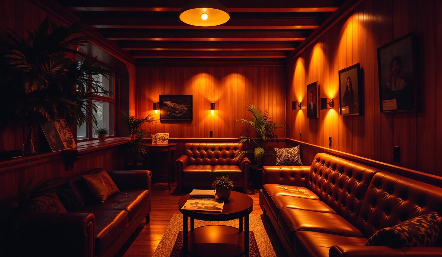 Interior of a private cannabis social club in Mallorca — members-only lounge, not a public weed shop